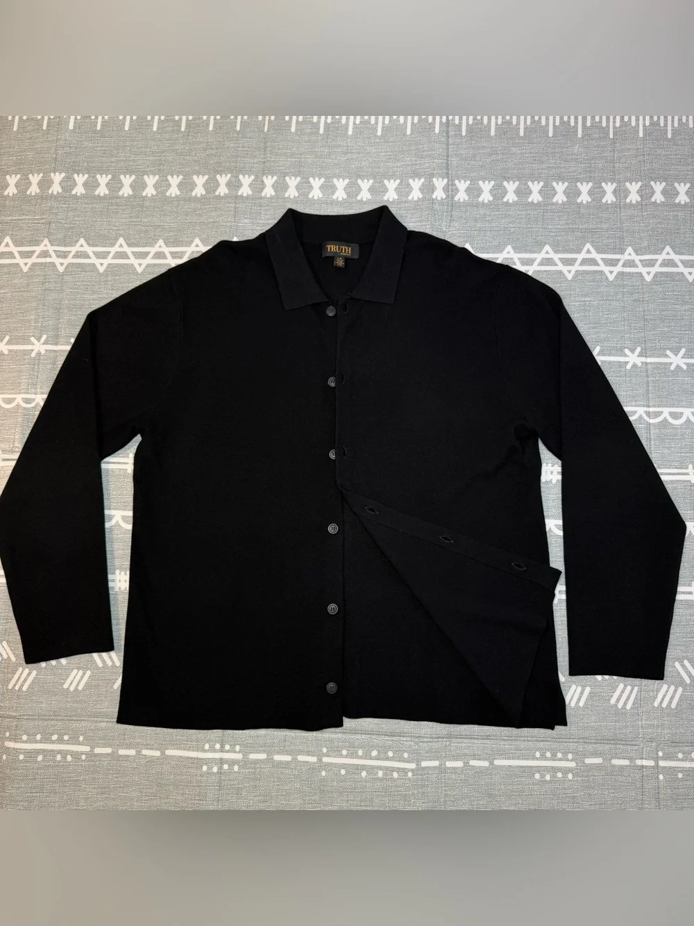 TRUTH by republic Black Button-Front Collared Cardigan